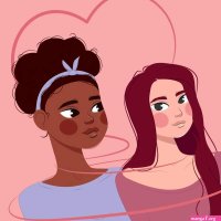 Happy lesbian couple in love. Cartoon girls with heart joining them together. Happy Valentines Day illustration. 37198108 Vector Art at Vecteezy