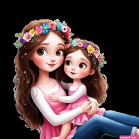 Cute cartoon mother and daughter flower crowns 60510814 PNG