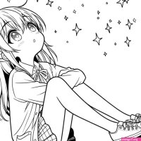 Disegni da colorare Manga Girl che osserva le stelle