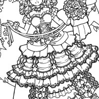 Disegno per adulti: ragazza in stile manga con vestito Disegno da colorare