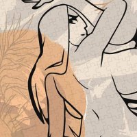 Big boobs an booty cartoon character line art sexy girl print naked woman drawing ass story Jigsaw Puzzle by Mounir Khalfouf
