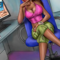 Cartoon ebony tranny with huge breasts fucks a tied up sex slave