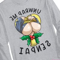 : Otaku Lascivo Hentai Waifu Ahegao Tetas La Navidad Senpai Regalo De Manga Larga Camiseta Gris : Ropa Zapatos y Joyera