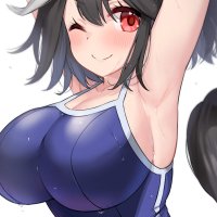 boobs big boobs short hair horse girls anime anime girls swimwear black hair animal ears artwork digital art fan art Uma Musume Pretty Derby Kitasan Black Uma Musume