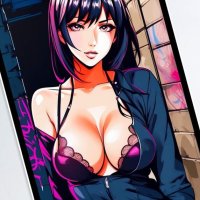 Pster for Sale con la obra Hermosa chica anime manga kawaii con cabello oscuro y tetas grandes de AnimeMangaGirls