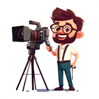 Cartoon Cameraman Character Holding Microphone Next To Tripod Video Camera Camera Clipart Microphone Clipart Cartoon Clipart PNG Transparent Image and Clipart for Free Download